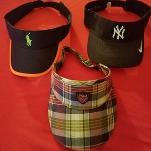 2 Polo and 1 Nike NY Sun Visors